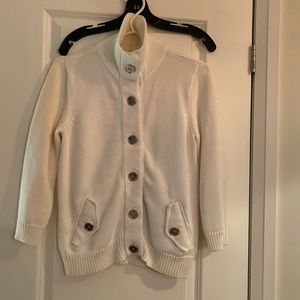 Ralph Lauren white wool cardigan small with silver buttons